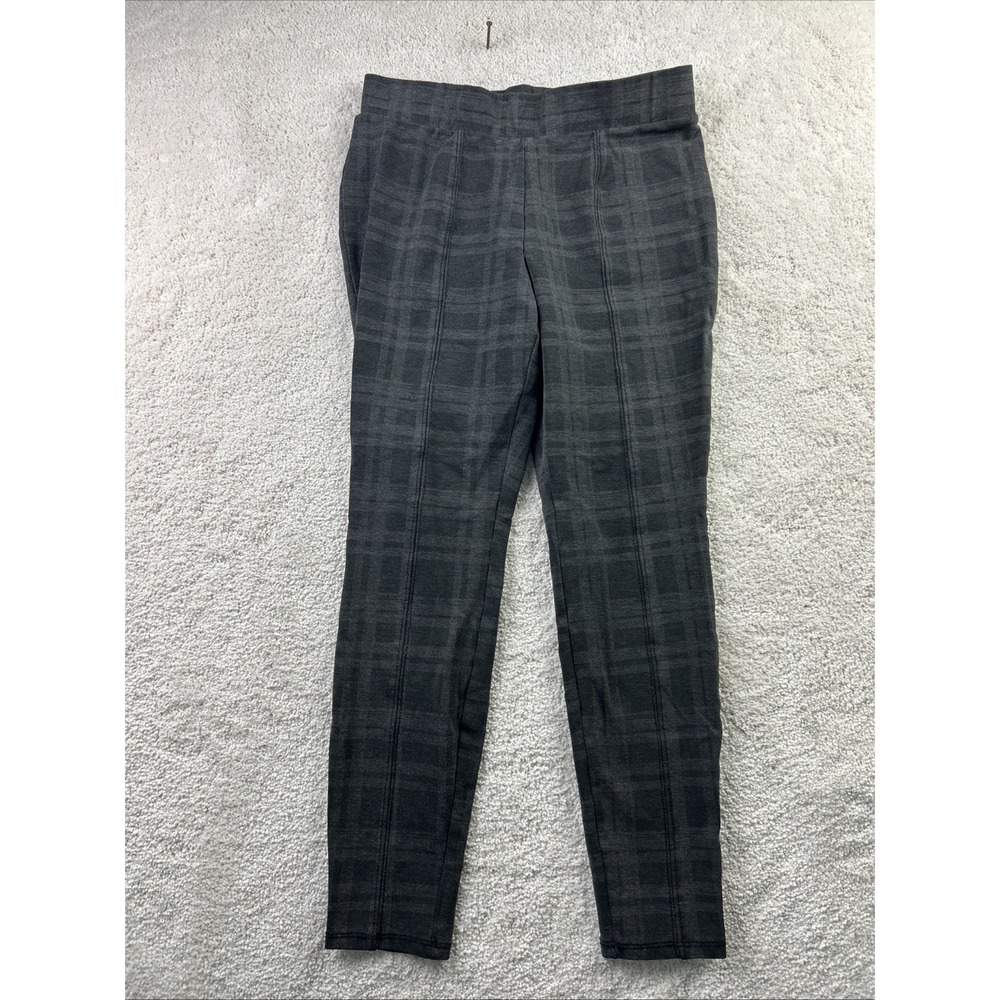 Time &‎ Tru Womens Stretch Fitted Leggings Medium (8-10) Gray Checkered 28x25